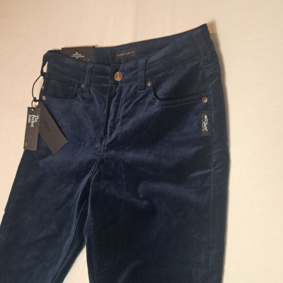 New Silver Aiko Skinny Mid Rise‎ Velvet The Perfect Jean Pants Womens Size 27x29 - Picture 5 of 13